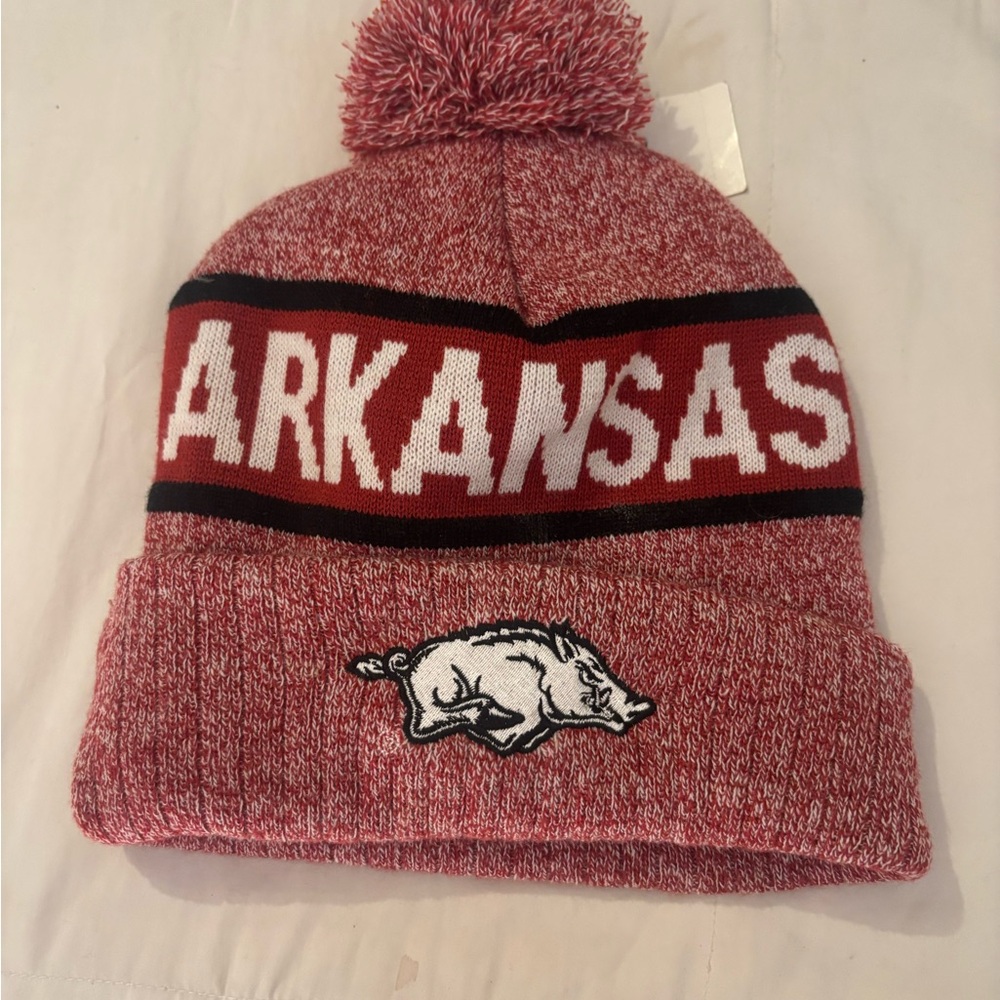 Arkansas Razorbacks Red Pom Beanie Hat